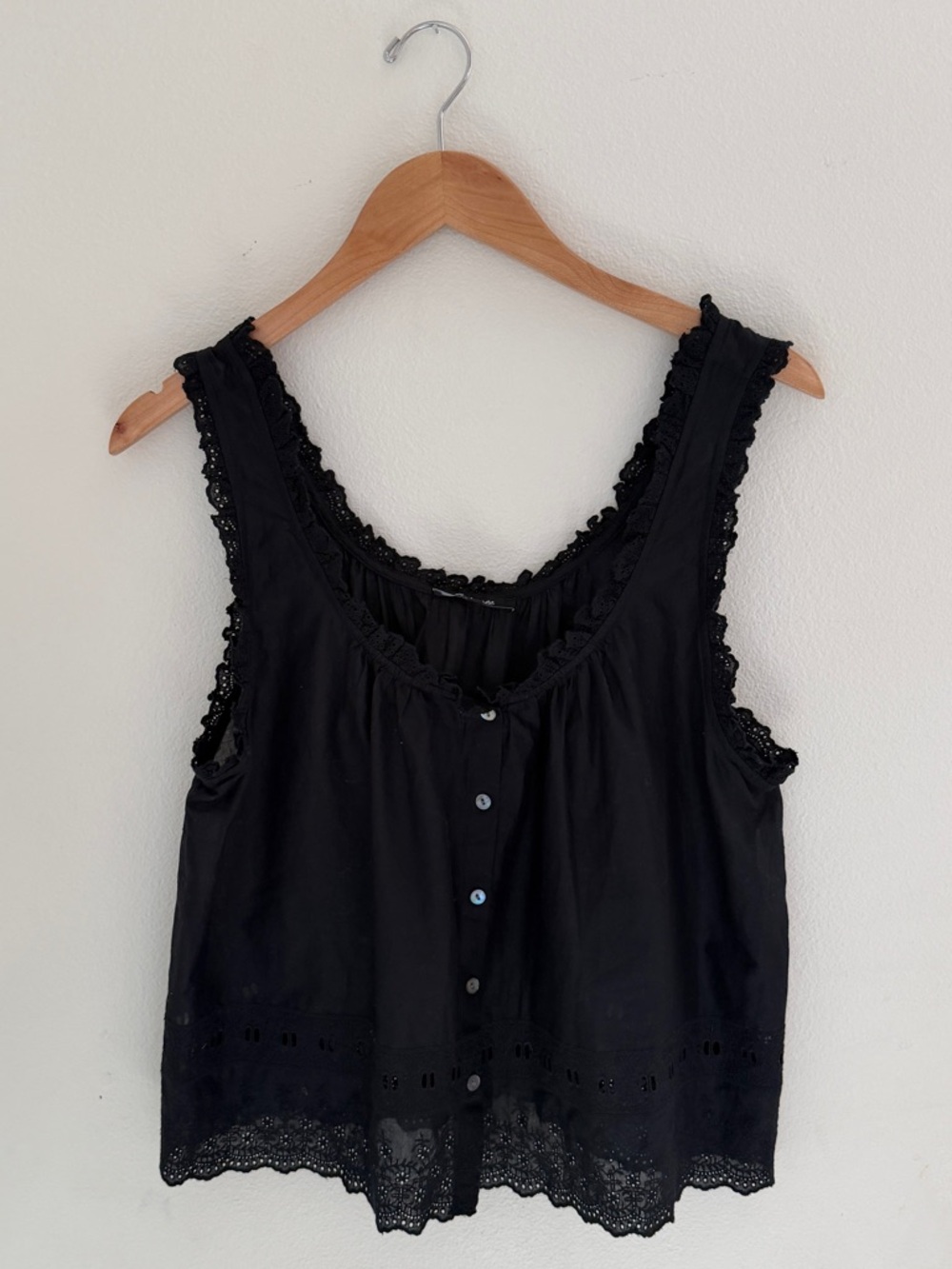 Madewell Light Black Tank with Eyelets